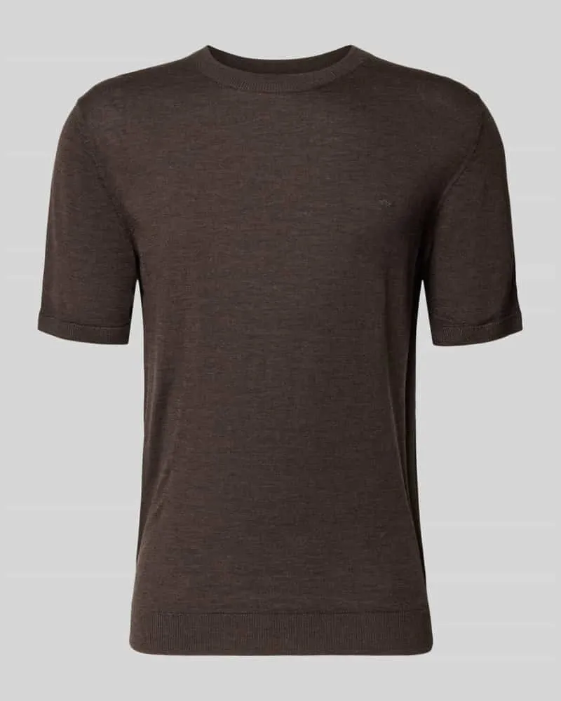 Fynch-Hatton T-Shirt mit Rundhalsausschnitt und Label-Stitching Dunkelbraun