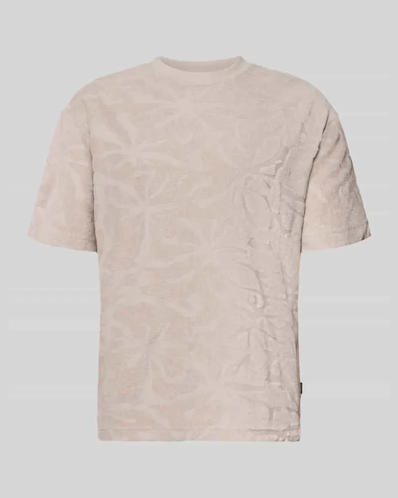HUGO BOSS Regular Fit T-Shirt aus Baumwoll-Mix Modell 'TE_FLOWER Sand