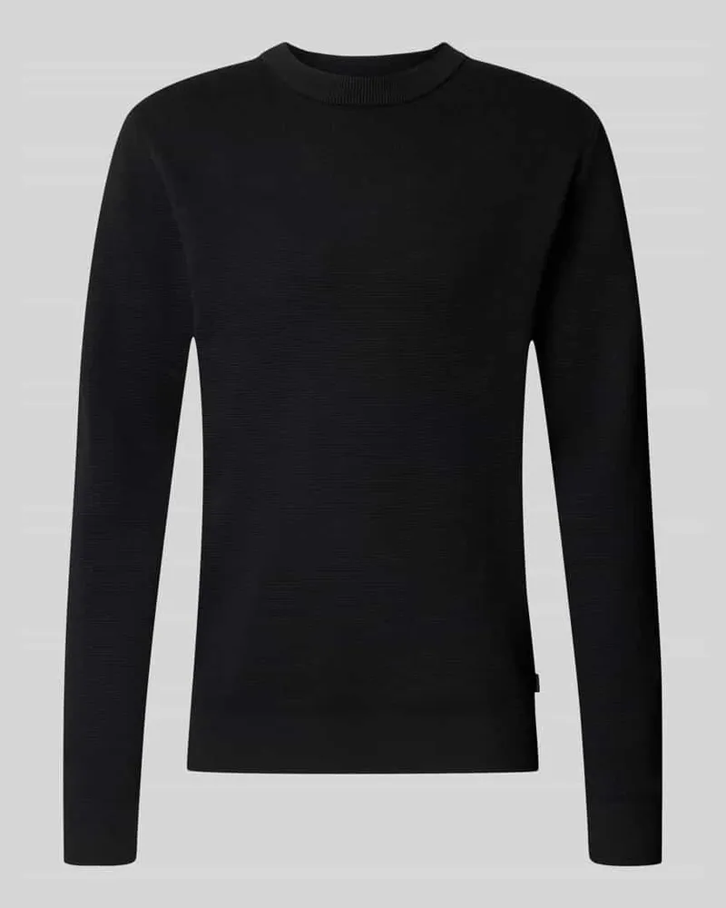 Jack & Jones Regular Fit Strickpullover aus reiner Baumwolle Modell 'MILANO Black