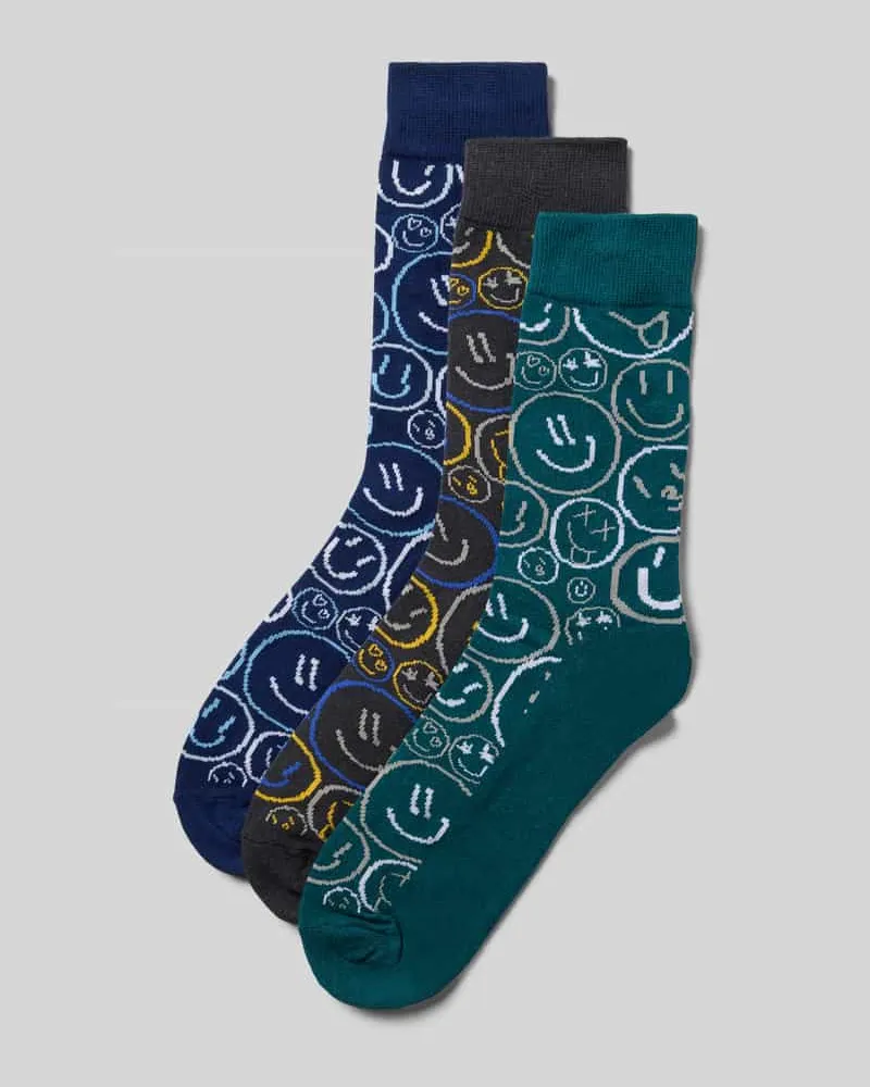 Jack & Jones Socken mit Allover-Motiv-Print Modell 'Jacsilas' im 3er-Pack 