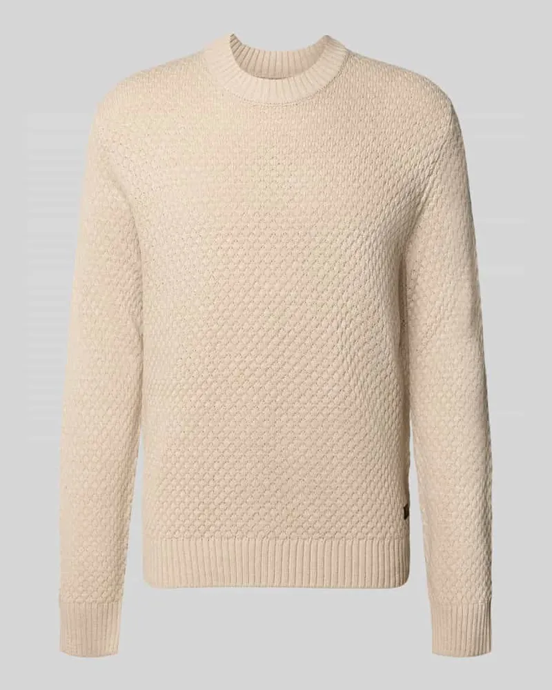 Jack & Jones Regular Fit Strickpullover aus Baumwoll-Mix Modell 'BLAKE Beige