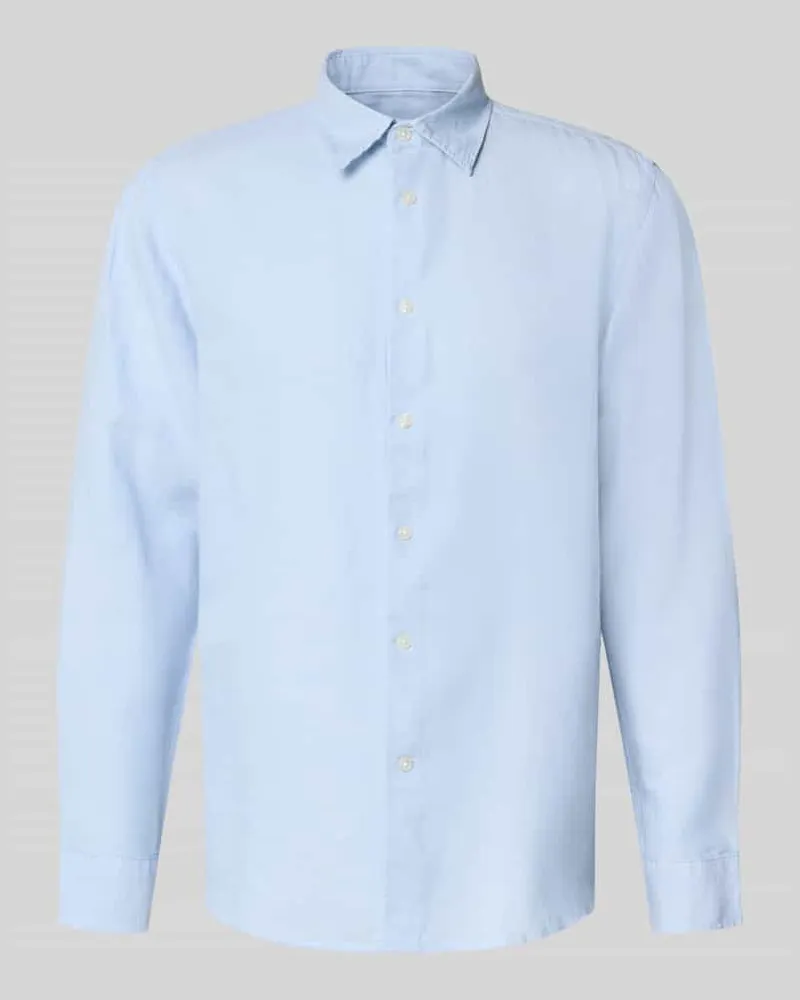 Selected Homme Regular Fit Freizeithemd aus Leinen-Baumwoll-Mix Modell 'CLAY LINENBLEND Hellblau