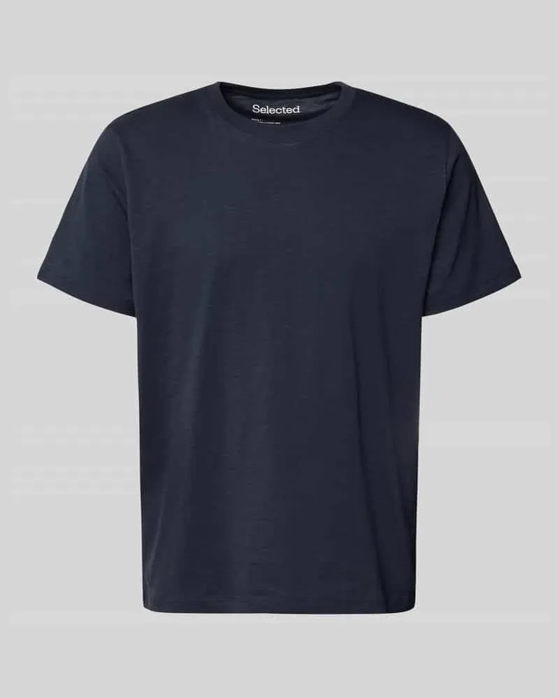 Selected Homme Regular Fit T-Shirt aus reiner Baumwolle Modell 'HASPEN Marine