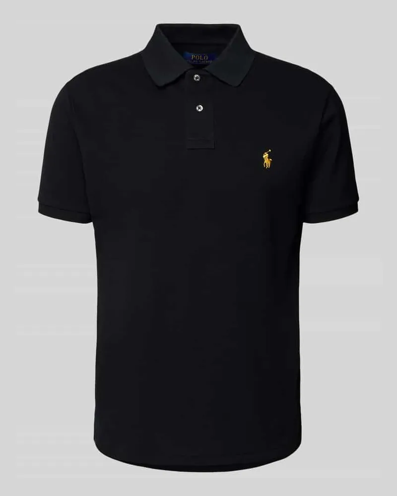 Ralph Lauren Custom Slim Fit Poloshirt mit Label-Stitching Black