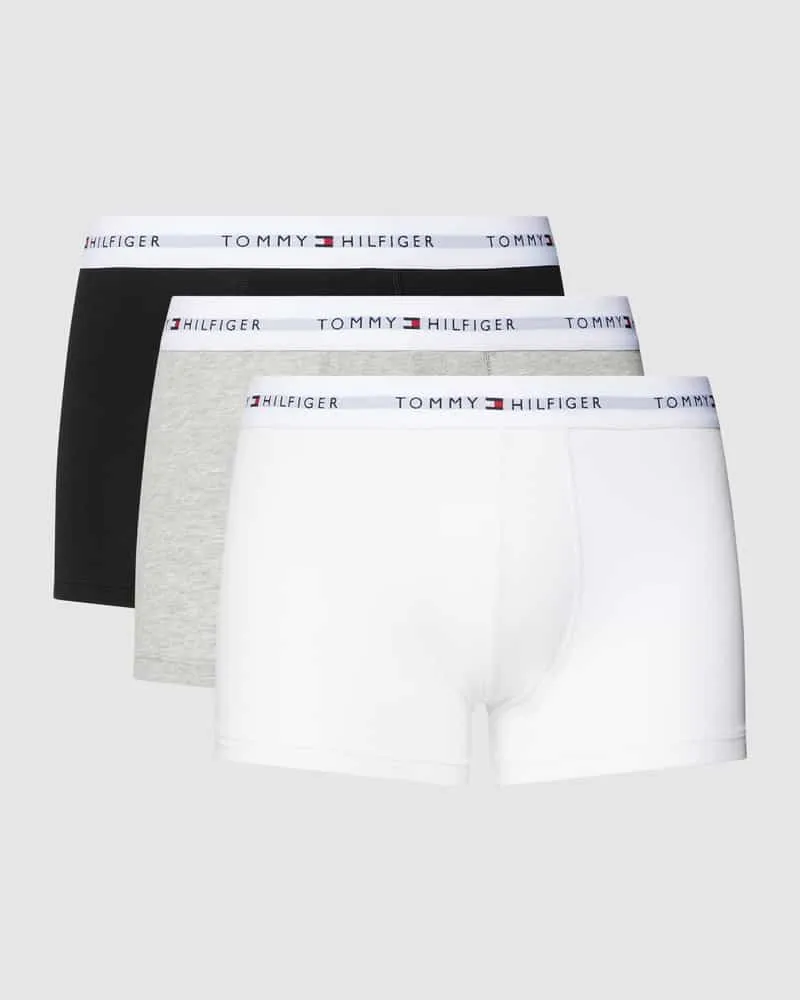 Tommy Hilfiger Regular Fit Trunks mit elastischem Label-Bund im 3er-Pack Mittelgrau