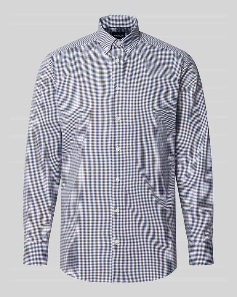 Olymp Regular Fit Businesshemd mit Button-Down-Kragen Dunkelbraun