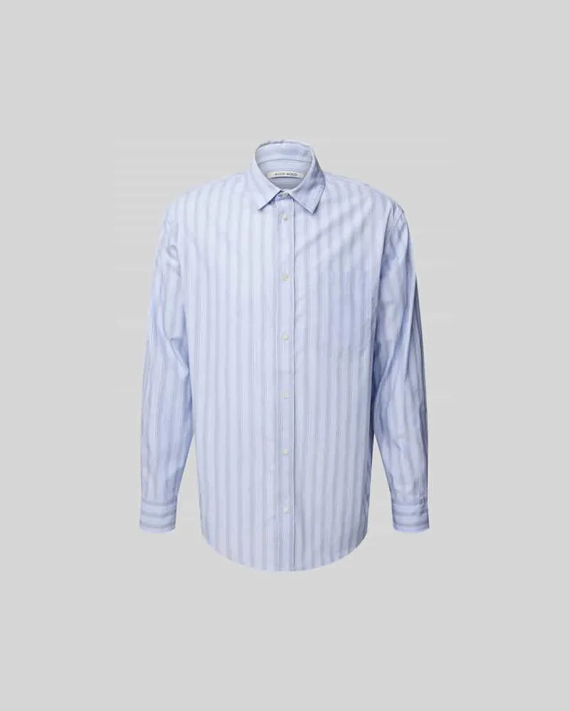 Wood Wood Regular Freizeithemd mit Kentkragen Blau