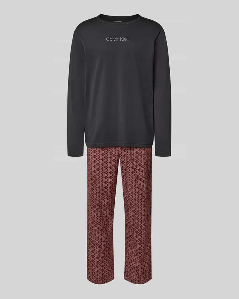 Calvin Klein Relaxed Fit Pyjama-Set mit Logo-Stitching Bordeaux
