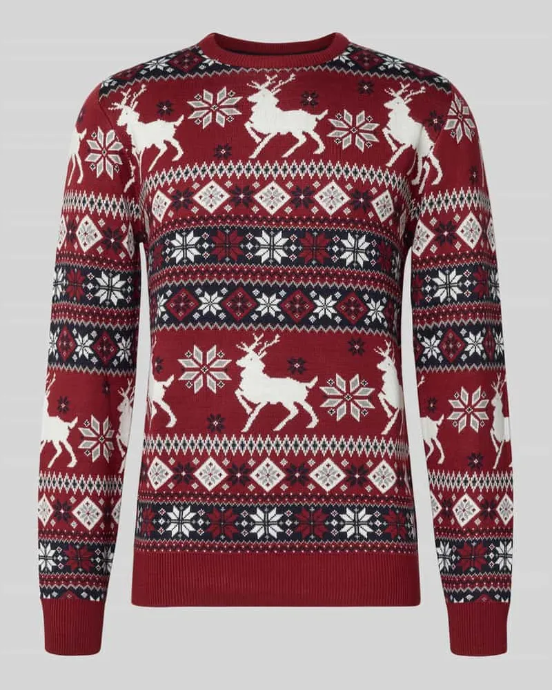 Lindbergh Strickpullover im Allover-Look Bordeaux