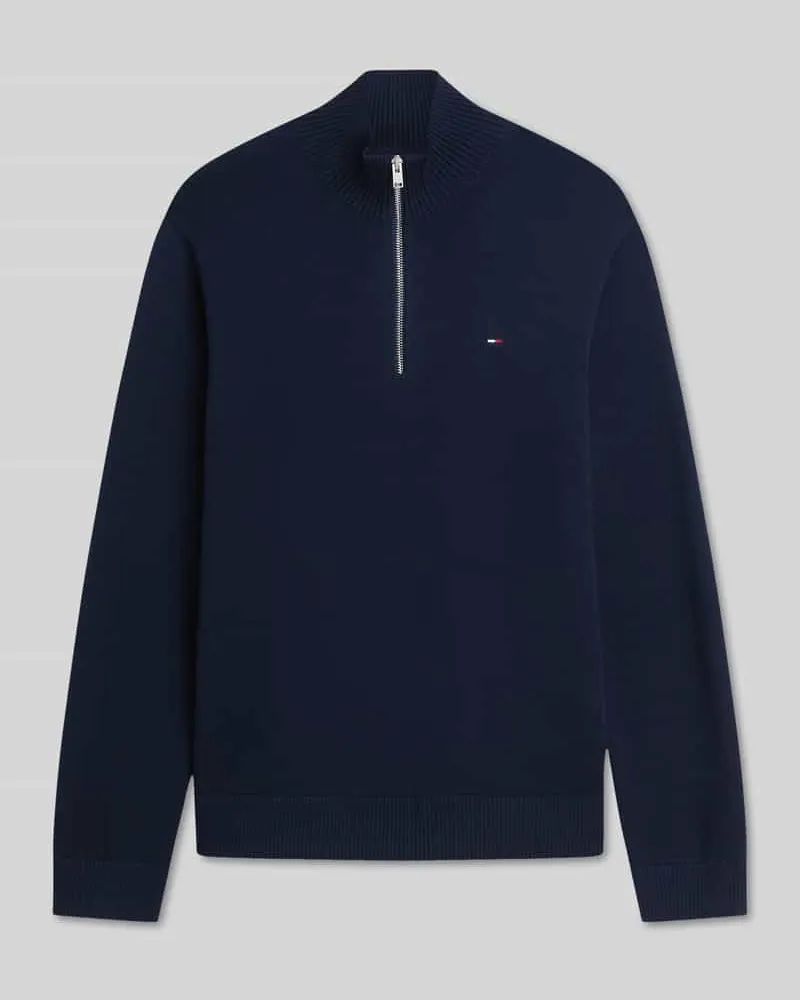 Tommy Hilfiger Slim Fit Troyer aus reiner Baumwolle Dunkelblau