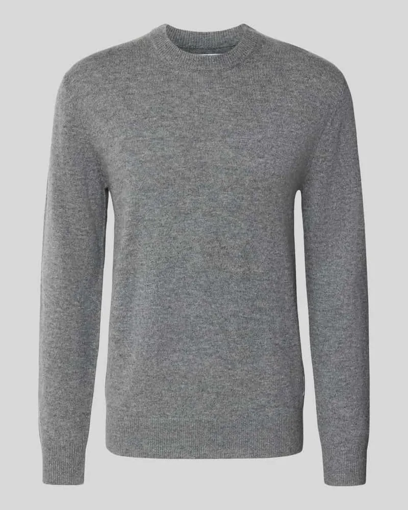 Matinique Strickpullover aus Lammwolle mit Rundhalsausschnitt Hellgrau