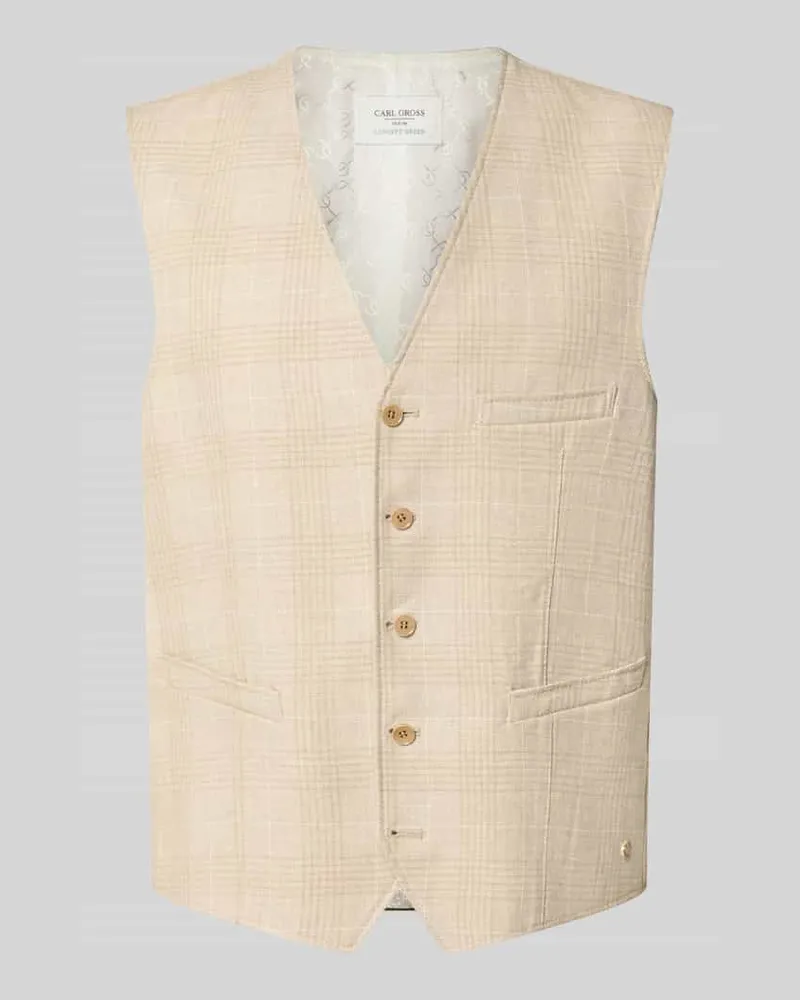 Carl Gross Weste aus Leinen-Mix Modell 'Wilson Hellgelb