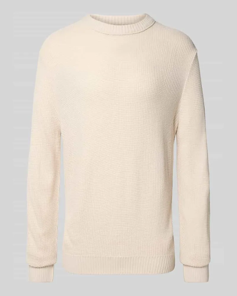 Jack & Jones Strickpullover mit Rundhalsausschnitt Modell 'ROY Offwhite