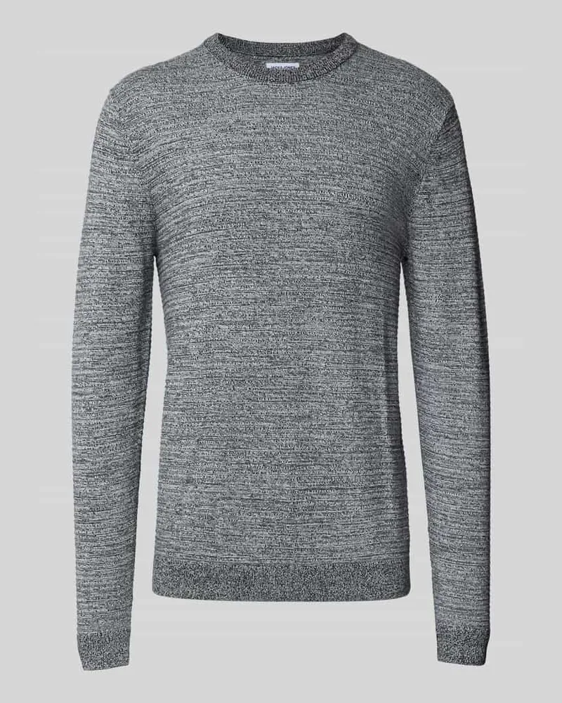 Jack & Jones Strickpullover mit Rundhalsausschnitt Modell 'OTTO Dunkelgrau