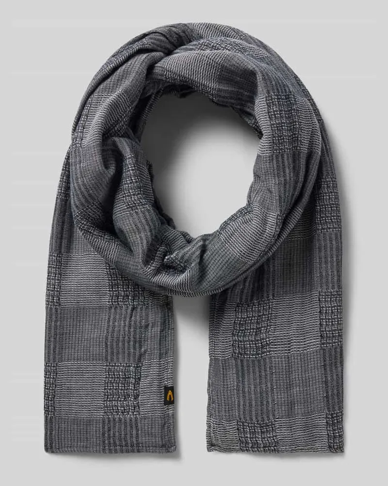 Camel Active Schal aus reiner Baumwolle mit Label-Detail Marine