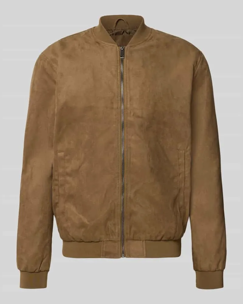 Only & Sons Regular Fit Blouson mit Baseball-Kragen Modell 'LUCAS Hellbraun