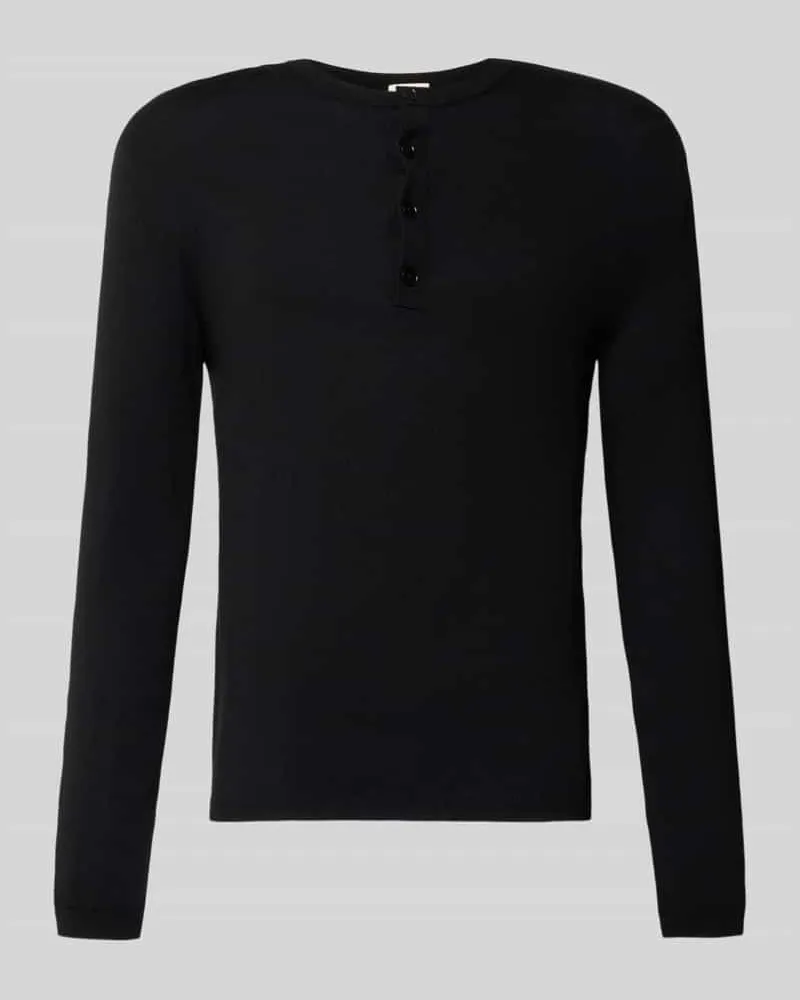 Drykorn Strickpullover mit Henley-Kragen Black