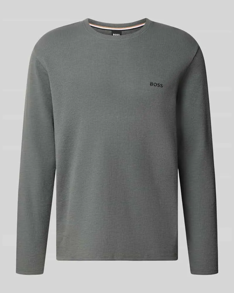HUGO BOSS Regular Fit Langarmshirt aus Baumwoll-Mix Schilf