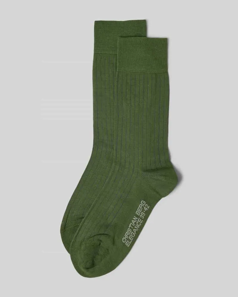 Christian Berg Socken mit Label-Print im 2er-Pack Dunkelgruen
