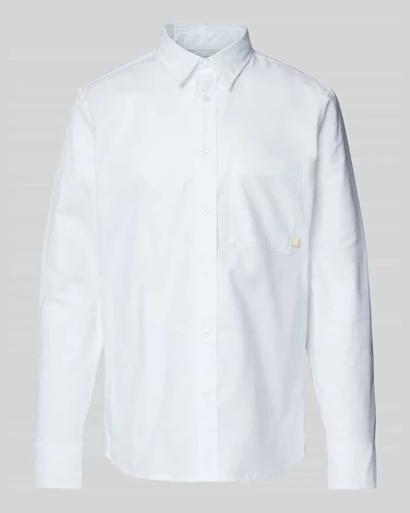 Calvin Klein Regular Fit Freizeithemd mit Kentkragen Modell 'OXFORD Weiss