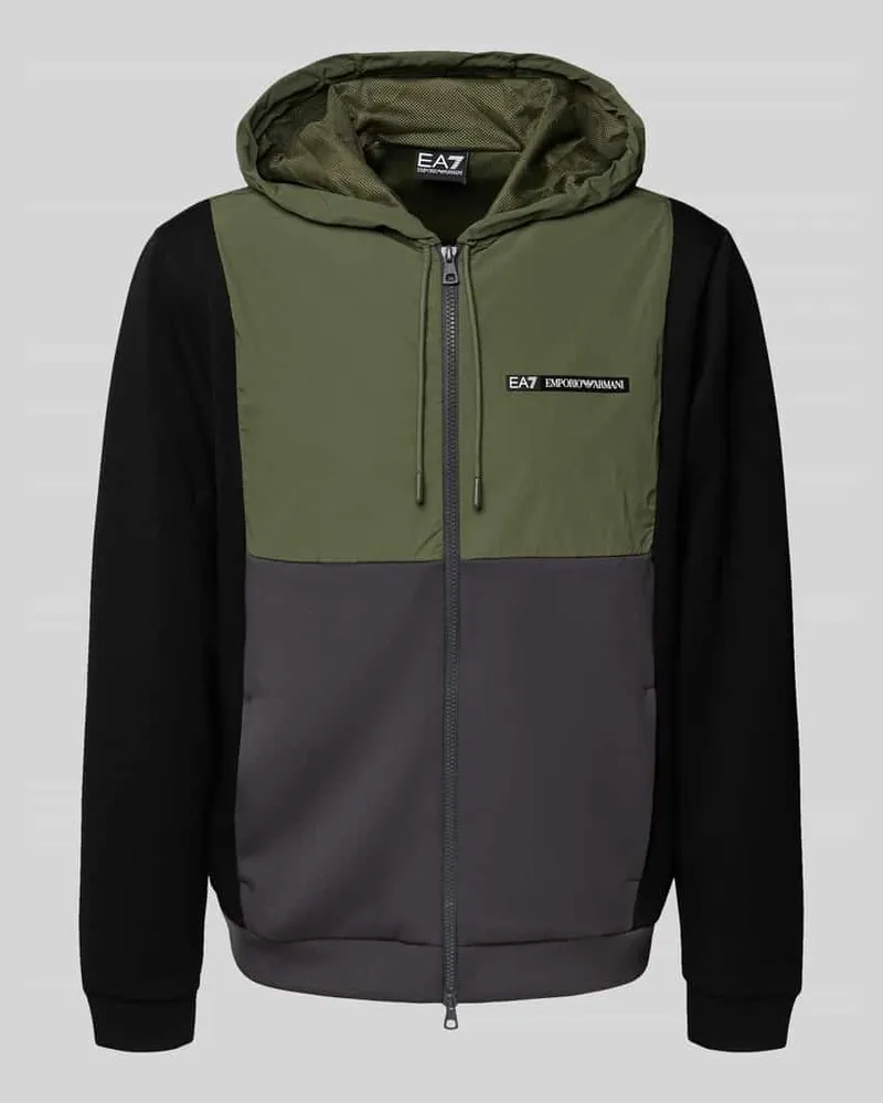 EA7 Sweatjacke mit Viskose-Anteil im Colour-Blocking-Design 