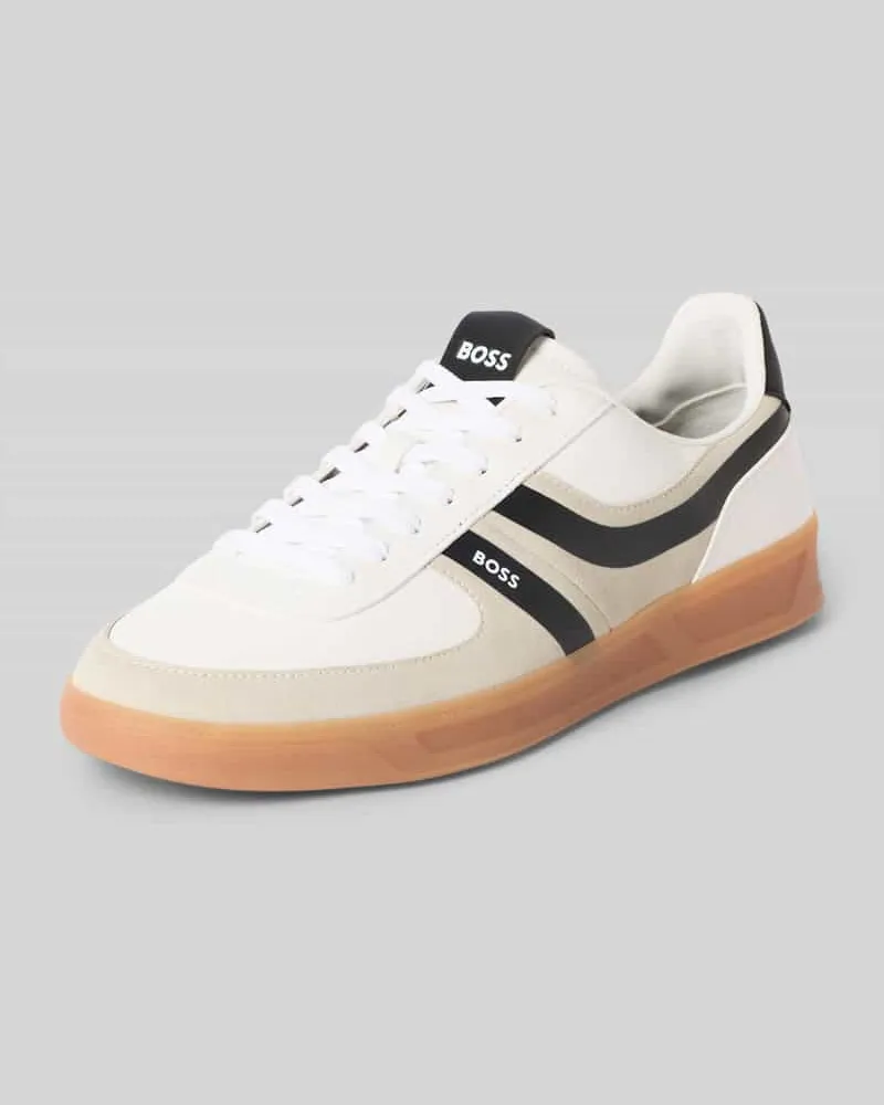 HUGO BOSS Sneaker Low mit kontrastierenden Streifen Weiss