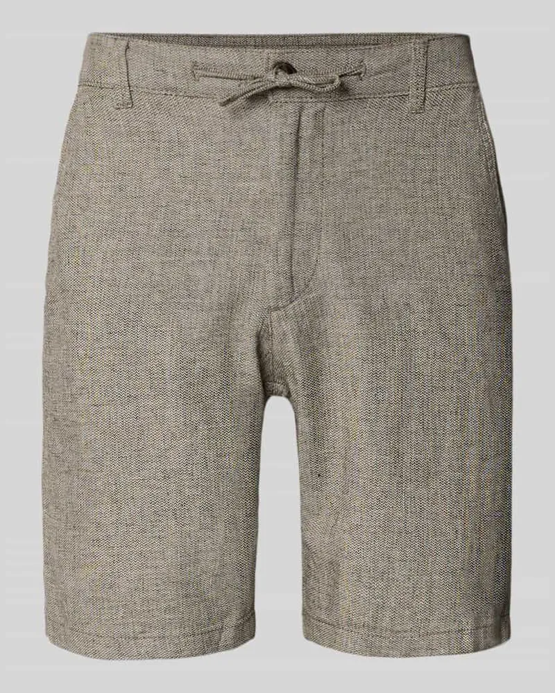 Selected Homme Regular Fit Chinoshorts aus Baumwoll-Leinen-Mix Modell 'BRODY Stein