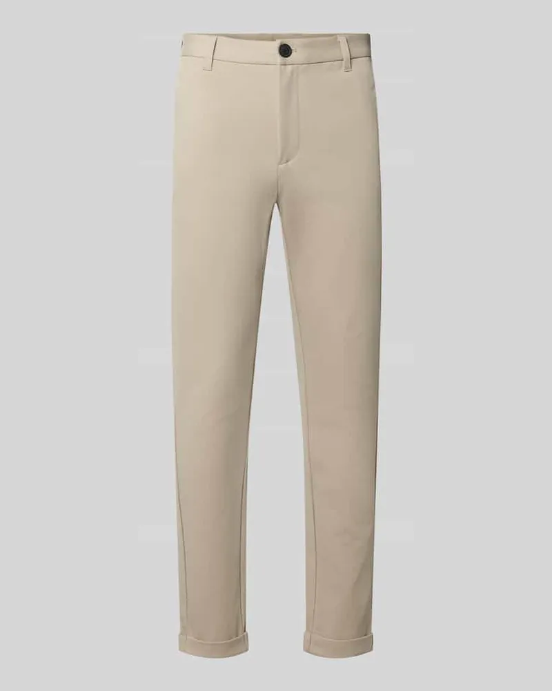 Lindbergh Slim Fit Stoffhose mit umgeschlagenen Hosenbeinen Sand