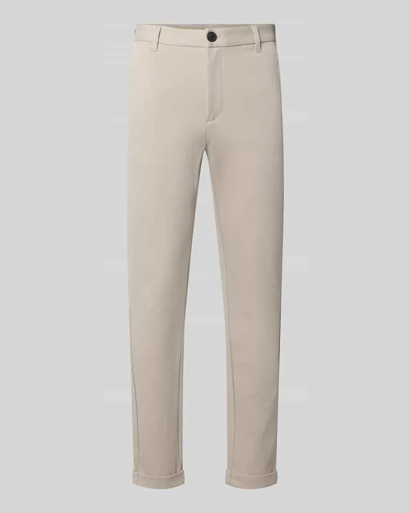 Lindbergh Slim Fit Stoffhose mit umgeschlagenen Hosenbeinen Sand