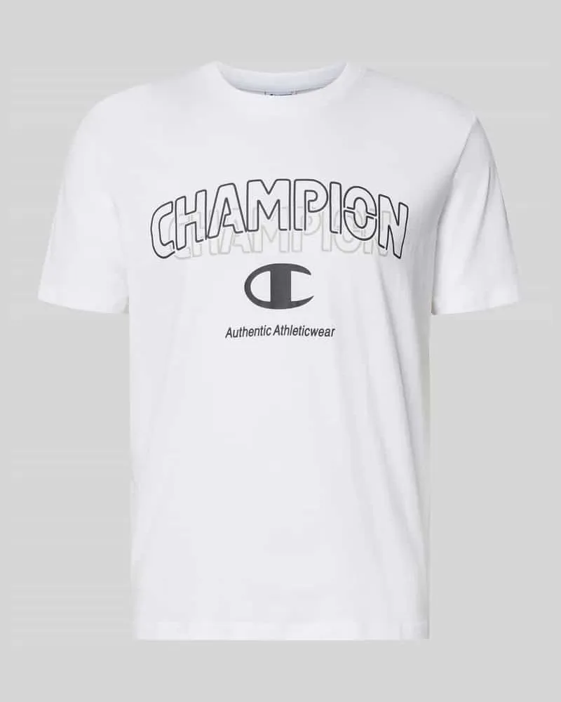 Champion T-Shirt mit Label-Print und Rundhalsausschnitt Weiss