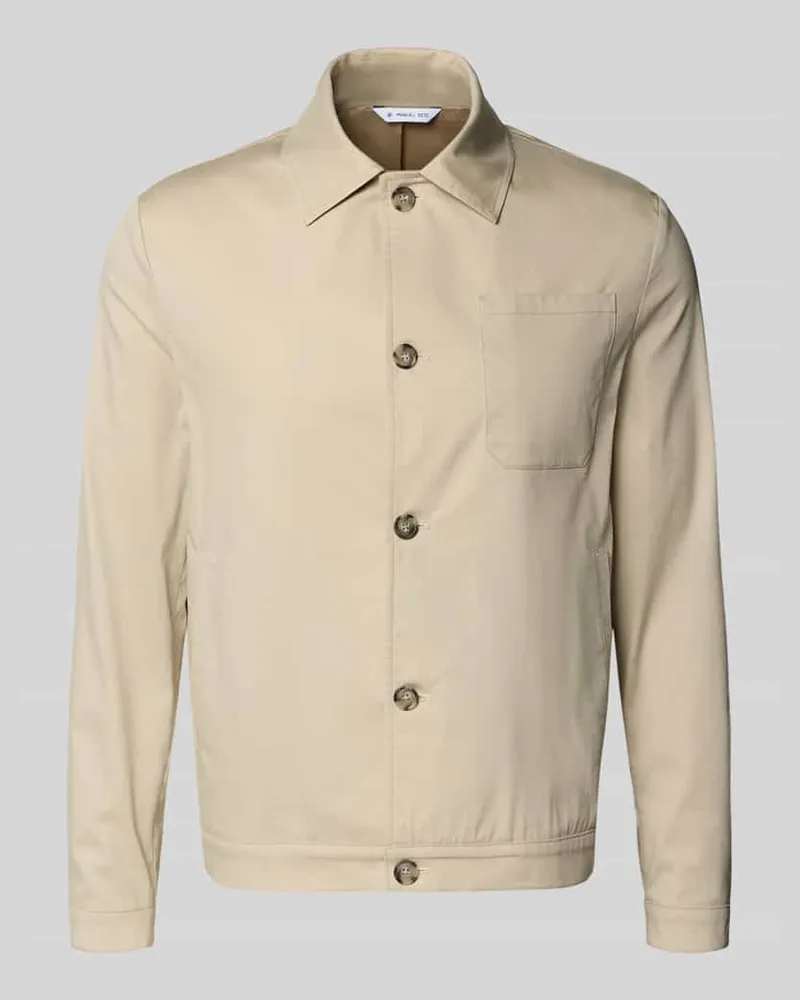 Manuel Ritz Regular Fit Hemdjacke mit Brusttasche Sand