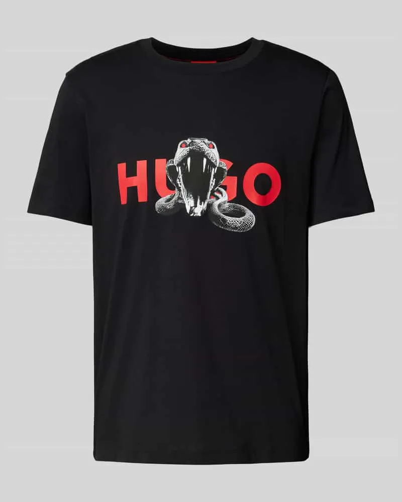 HUGO BOSS T-Shirt mit Label-Print Modell 'Deyladec Black
