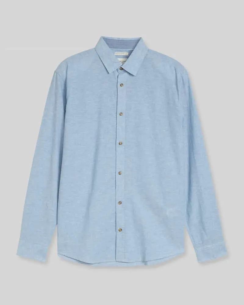 Tom Tailor Regular Fit Freizeithemd aus Leinen-Baumwolle-Mix Hellblau