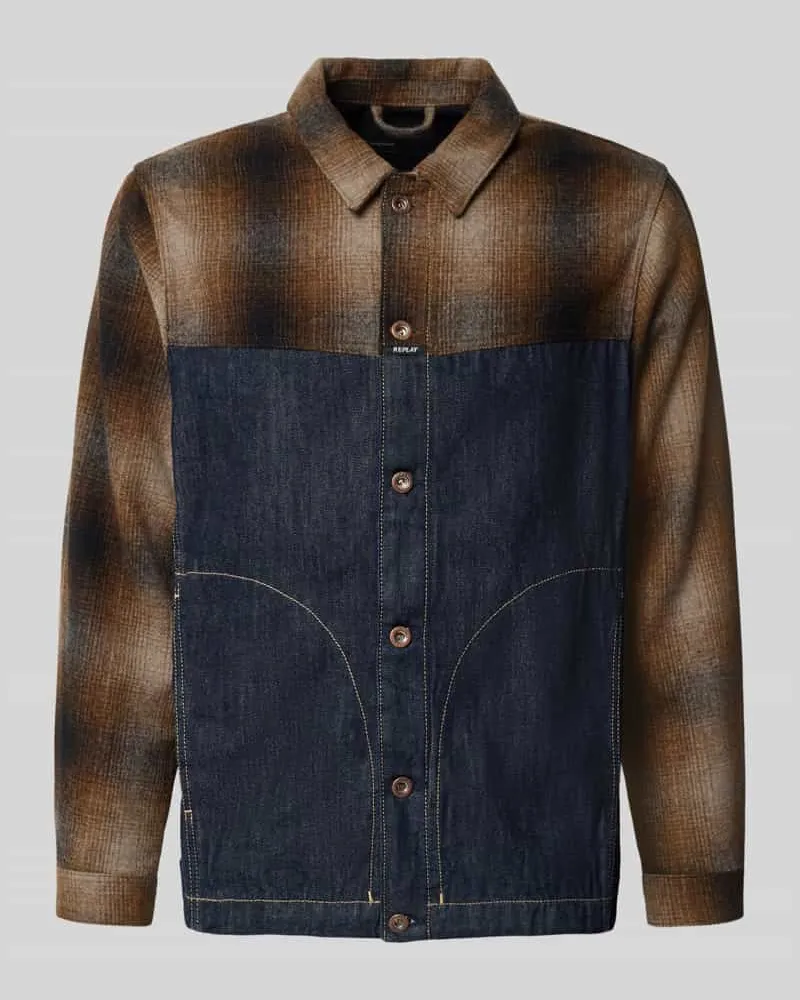 Replay Slim Fit Hemdjacke aus reiner Baumwolle Jeansblau