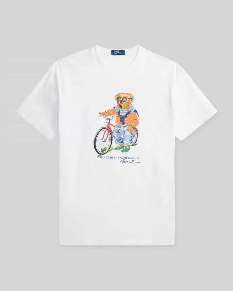 Ralph Lauren Slim Fit T-Shirt mit Polo Bear Print Weiss