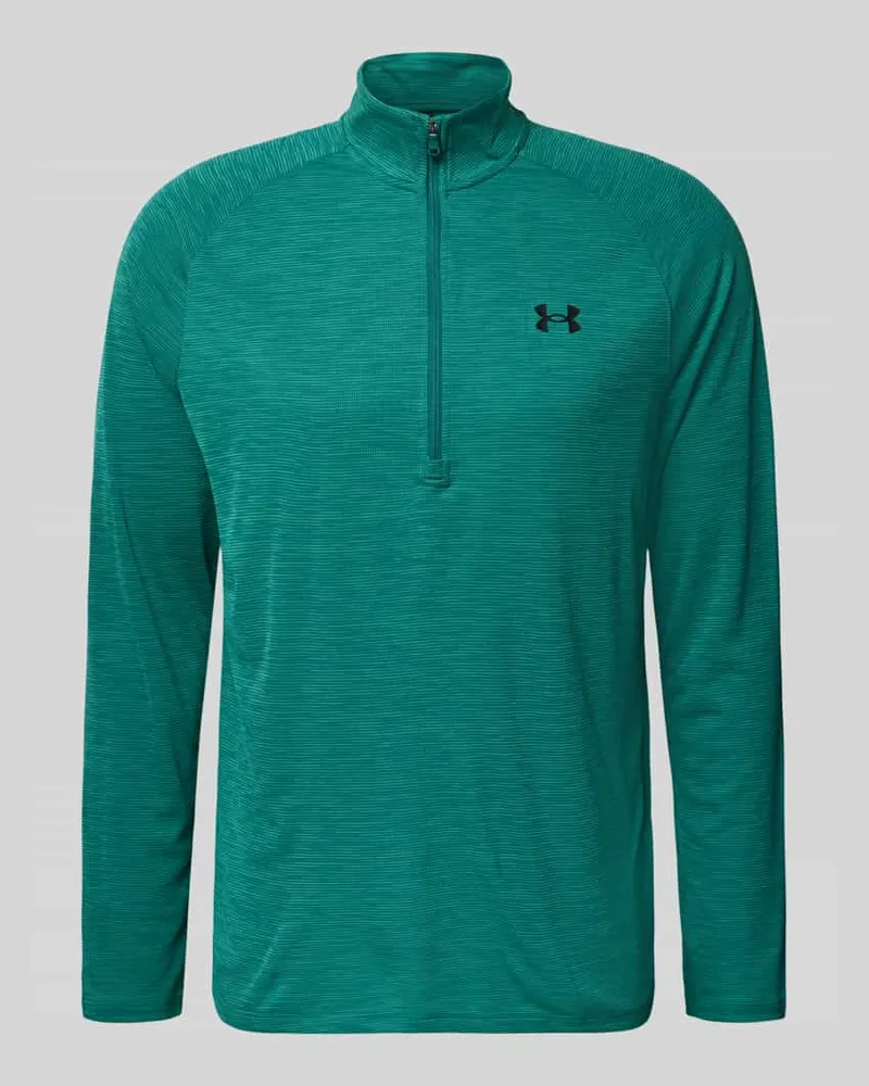 Under Armour Sweatshirt mit kurzem Reißverschluss und Logo-Print Petrol