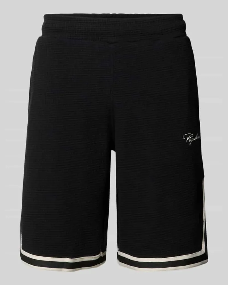 PEGADOR Shorts mit Strukturmuster und Label-Stitching Black