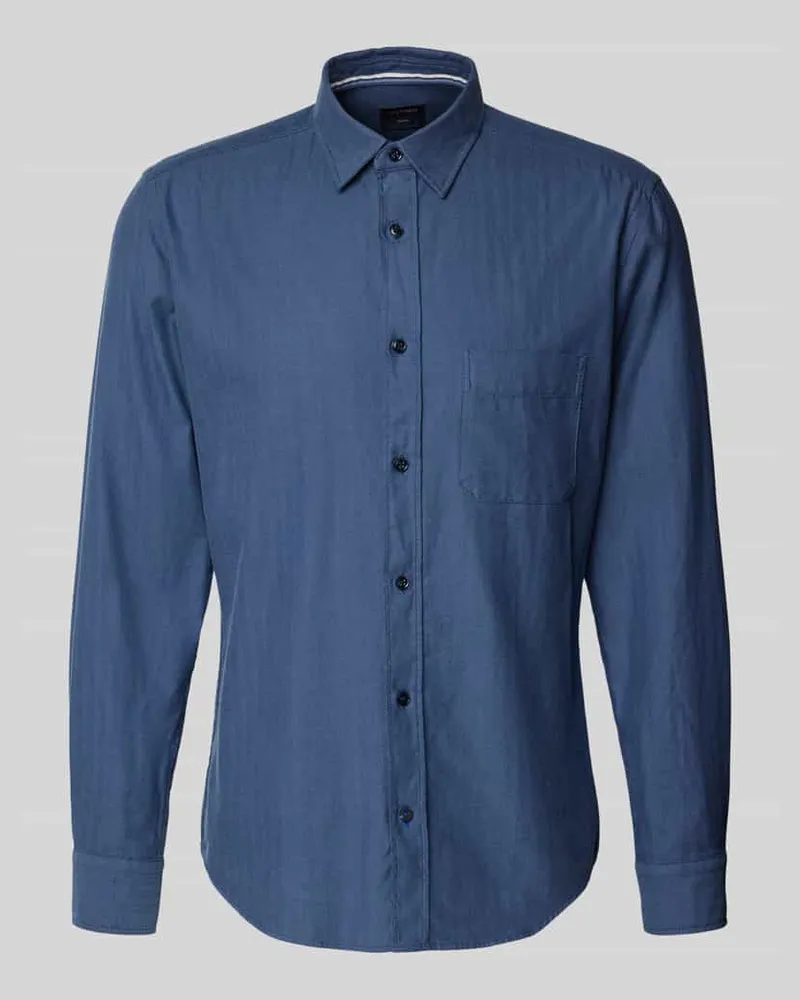 Olymp Slim Fit Freizeithemd mit Kentkragen Marine