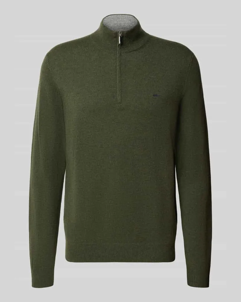 Fynch-Hatton Regular Fit Troyer aus Woll-Kaschmir-Mix Khaki