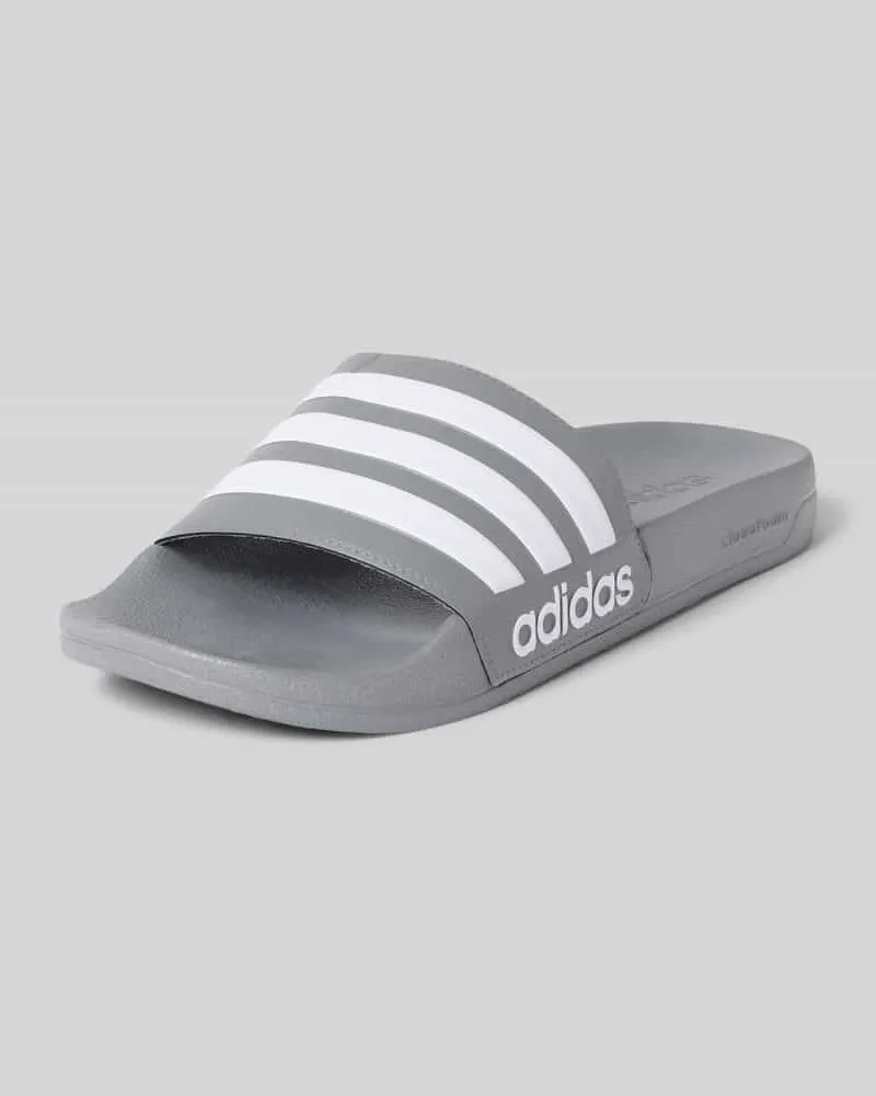 adidas Badeschuhe mit Label-Schriftzug Mittelgrau