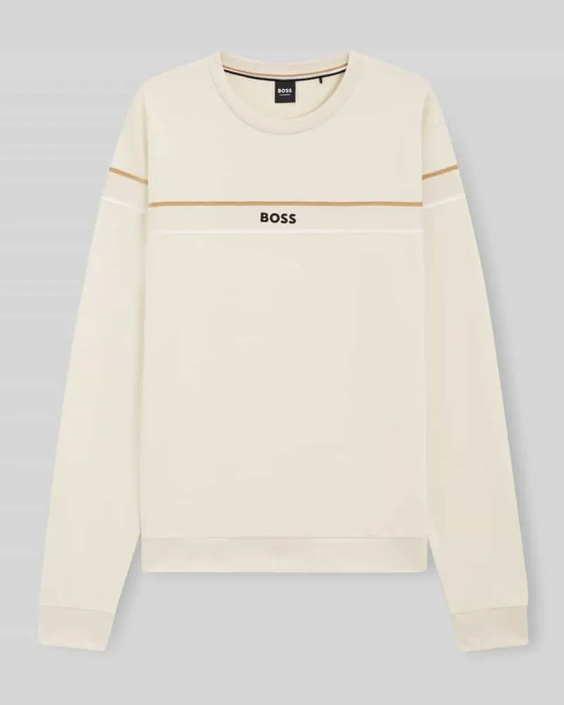 HUGO BOSS Regular Fit Sweatshirt aus reiner Baumwolle Modell 'ICONIC Offwhite
