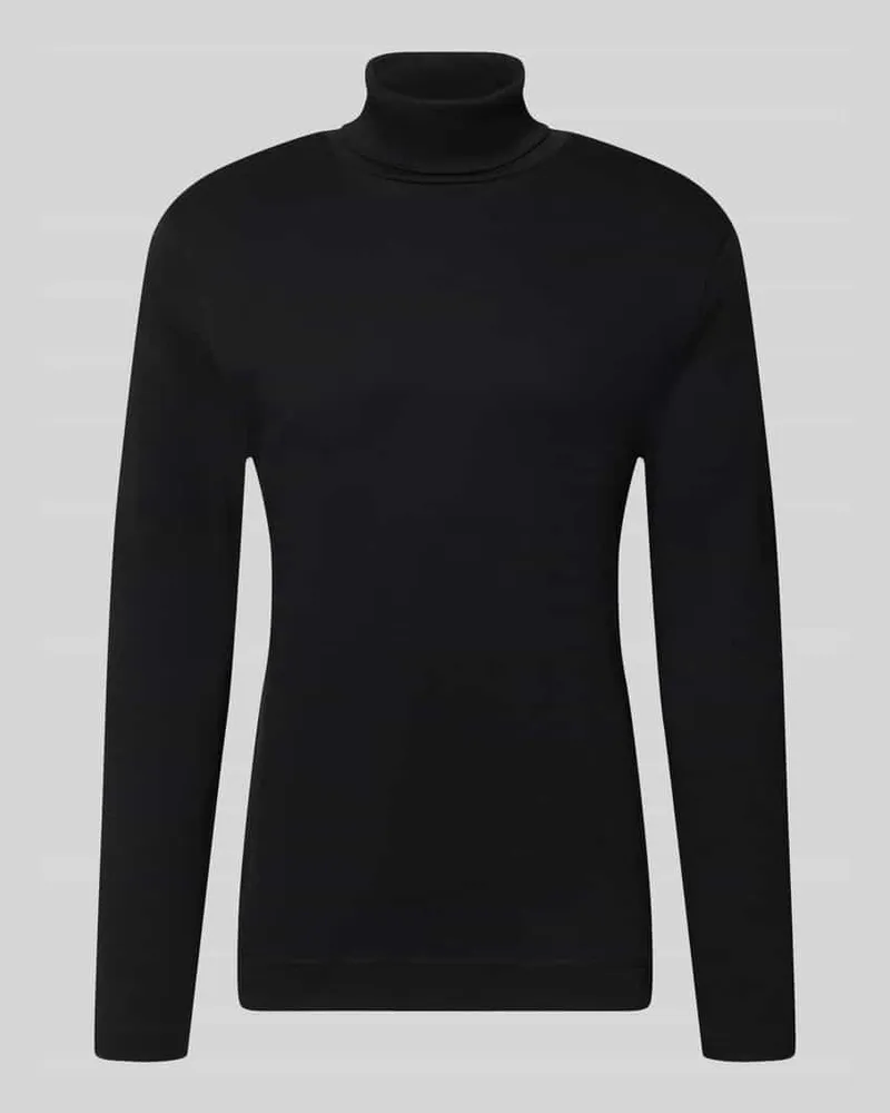 Christian Berg Regular Fit Longsleeve aus reiner Baumwolle mit Rollkragen Black