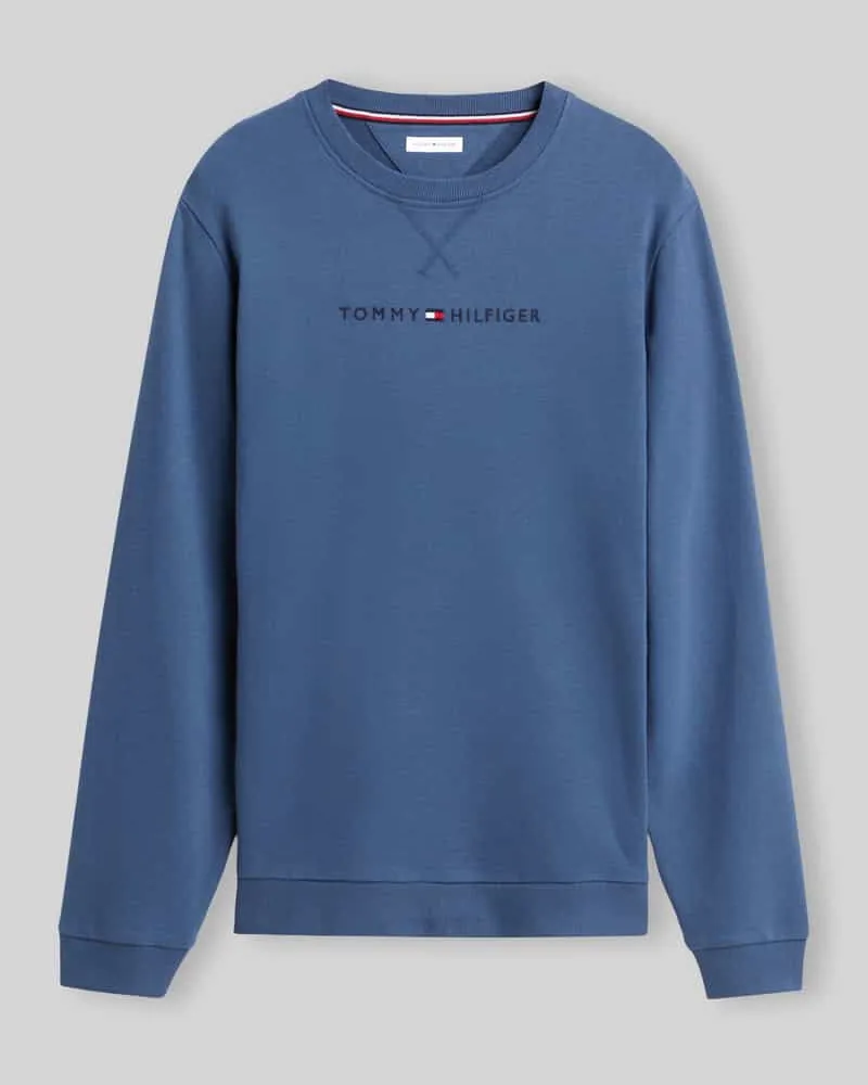 Tommy Hilfiger Regular Fit Sweatshirt aus reiner Baumwolle mit Label-Schriftzug Blau