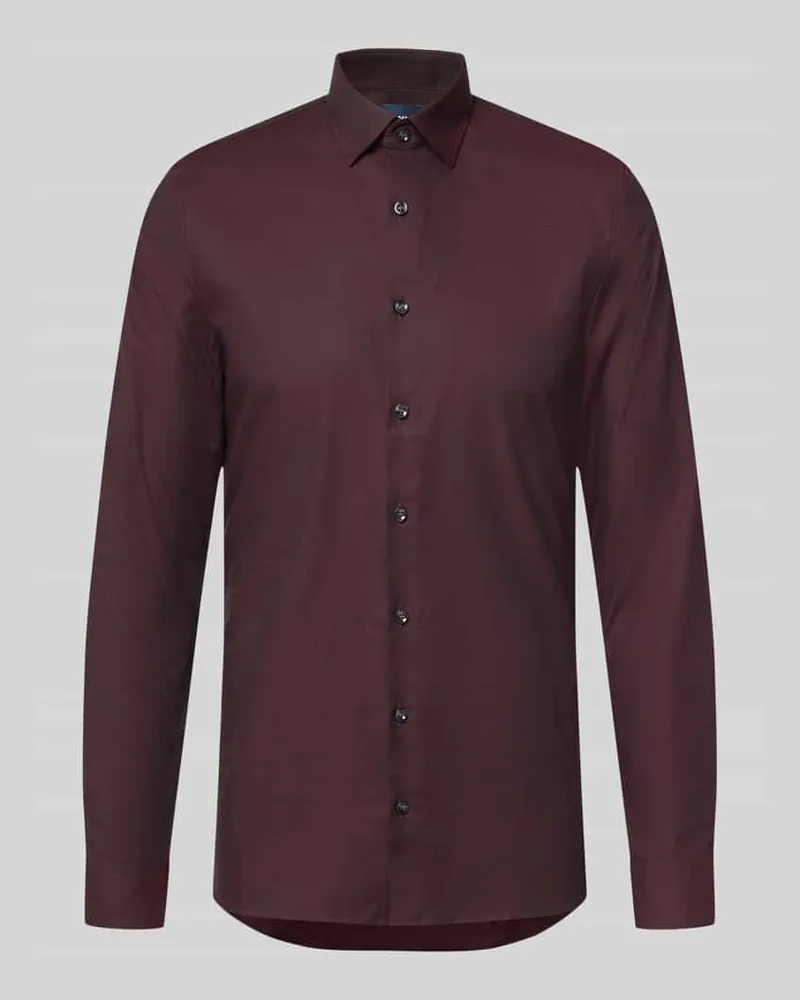 Olymp Super Slim Fit Businesshemd aus Baumwoll-Mix Bordeaux