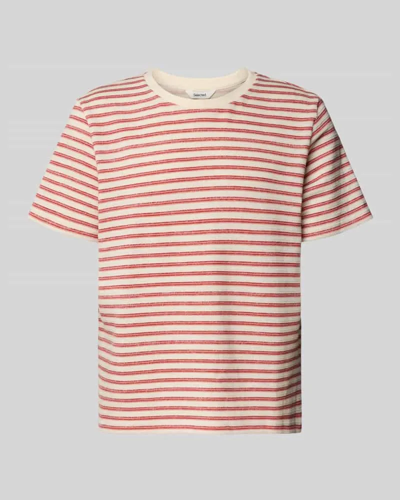 Selected Homme Regular Fit T-Shirt aus Baumwoll-Mix Modell 'KEVIN Rot