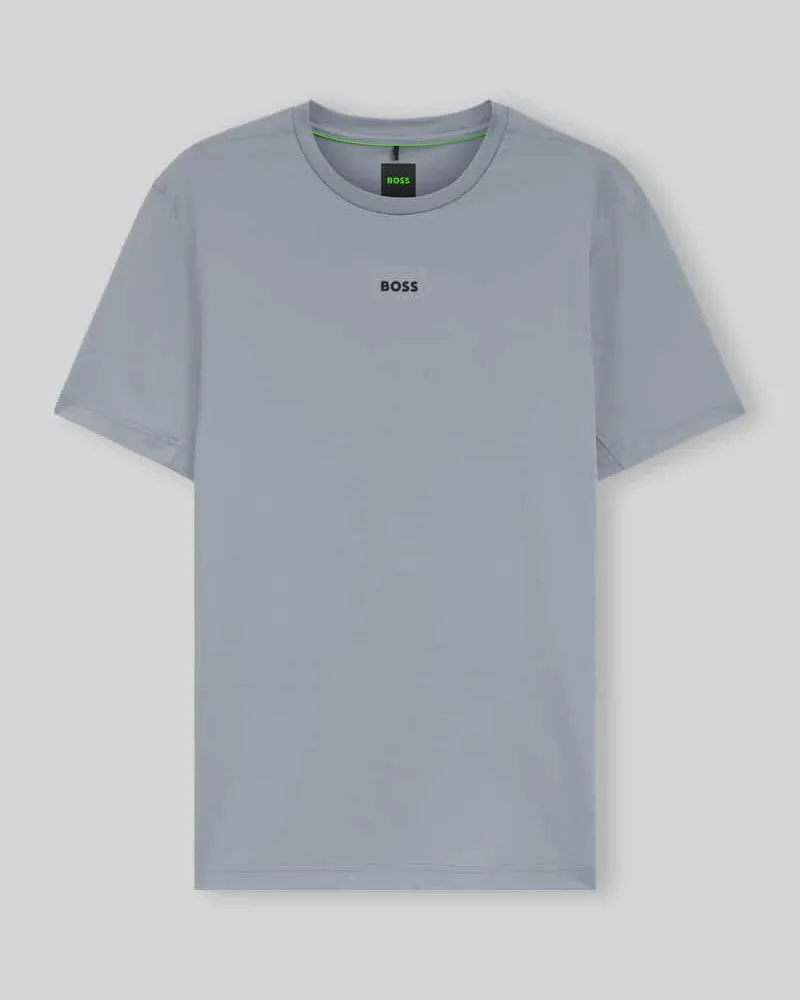 HUGO BOSS Slim Fit Sport-T-Shirt mit Label-Print Modell 'TS_Active Rauchblau