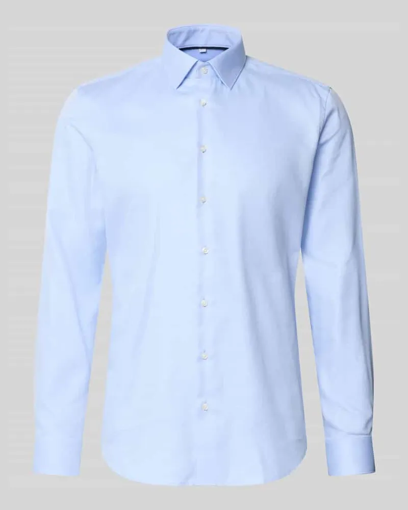 JAKE*S Slim Fit Businesshemd aus reiner Baumwolle Bleu