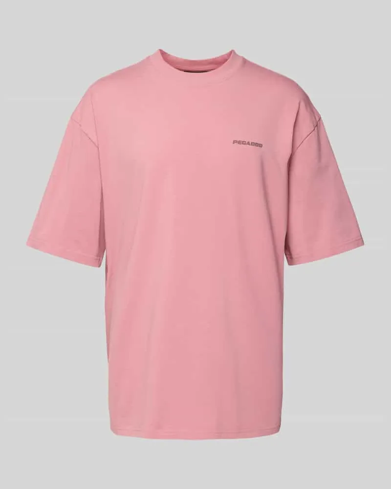 PEGADOR Oversized T-Shirt mit Label-Stitching Altrosa
