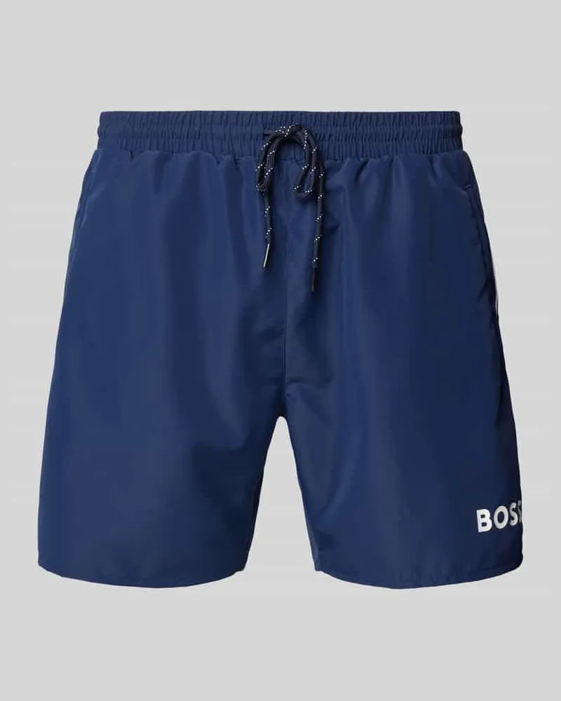 HUGO BOSS Relaxed Fit Badeshorts mit Label-Print Modell 'STARFISH Marine