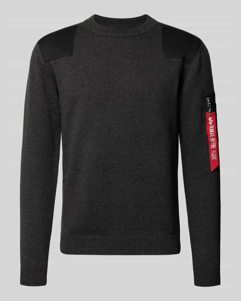 Alpha Industries Slim Fit Strickpullover aus reiner Baumwolle Black